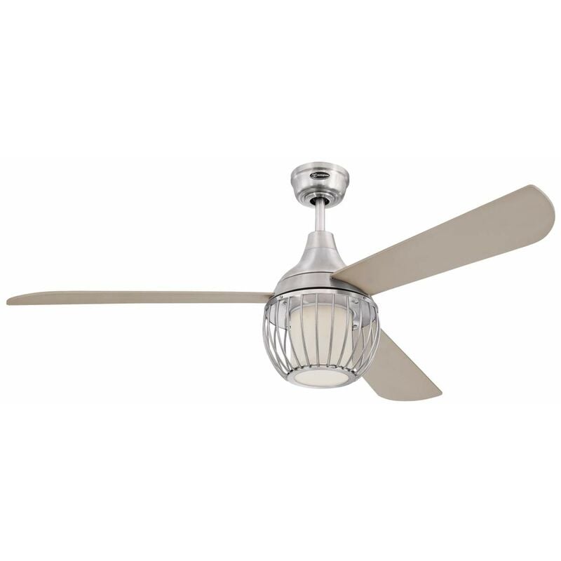 foto del prodotto westinghouse lighting 7220840 ventilatore da soffitto in nichel lucido graham 132cm, kit di luce led dimmerabile con vetro opale smarigliato,