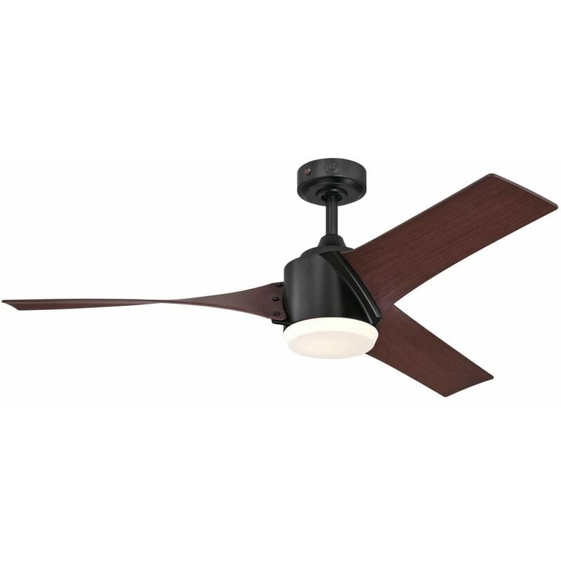 foto del prodotto westinghouse lighting 72270 ventilatore da soffitto led moderno evan con luce e telecomando, 132 cm, finitura nera opaca, vetro opalino