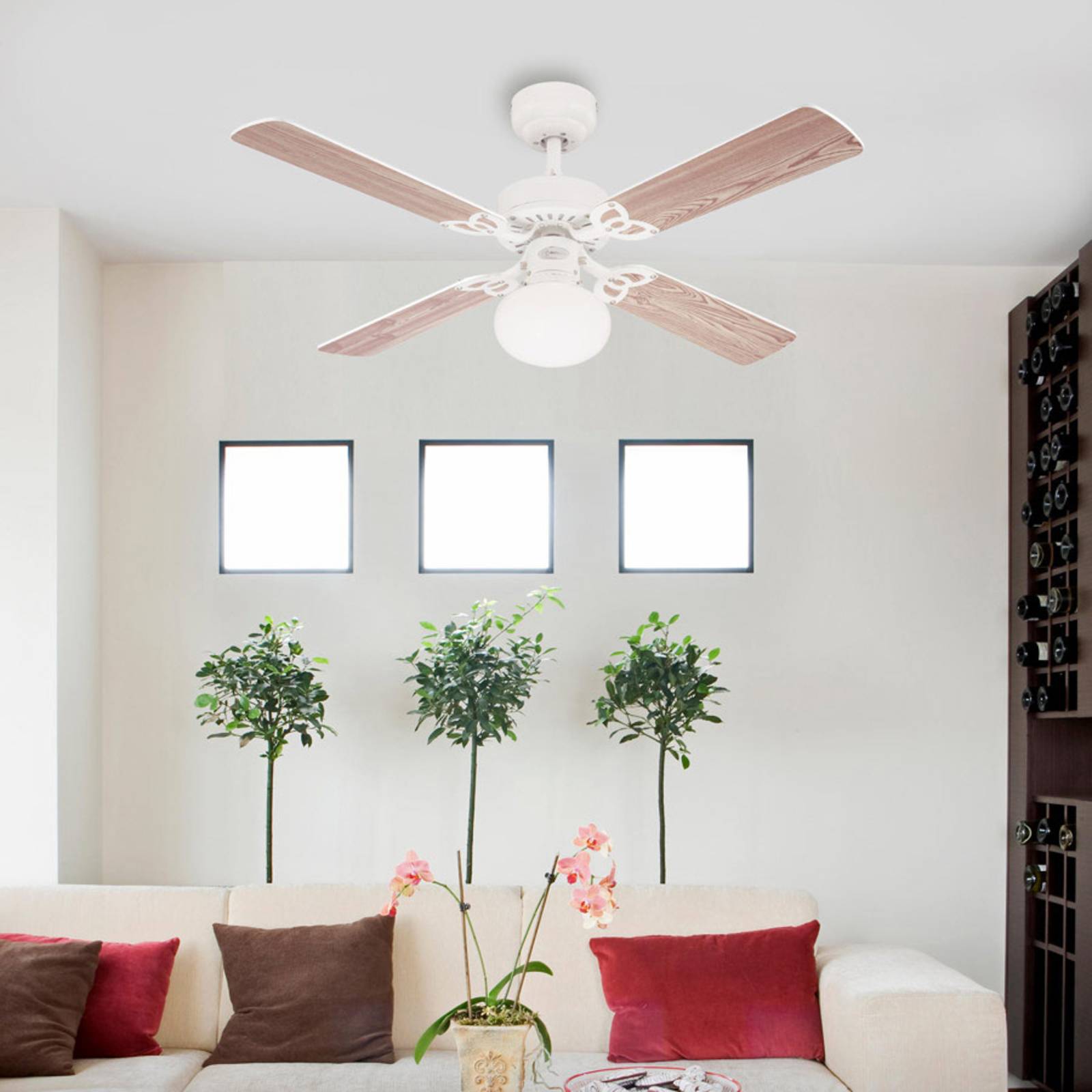 foto del prodotto westinghouse vegas ventilatore, luce, bianco pino
