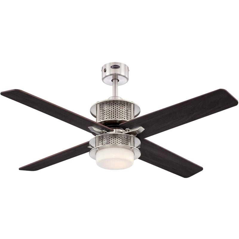 foto del prodotto westinghouse ventilatore da soffitto in nichel spazzolato per interni da 122 cm lighting oscar con luce e telecomando, fissaggio con luce led