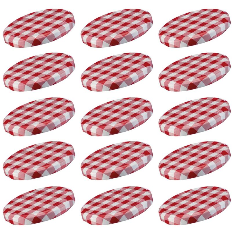 foto del prodotto westmark 15 tappi a vite per barattoli di vetro, rotondo, 82 mm, latta, rosso bianco, karriert, 409522e3