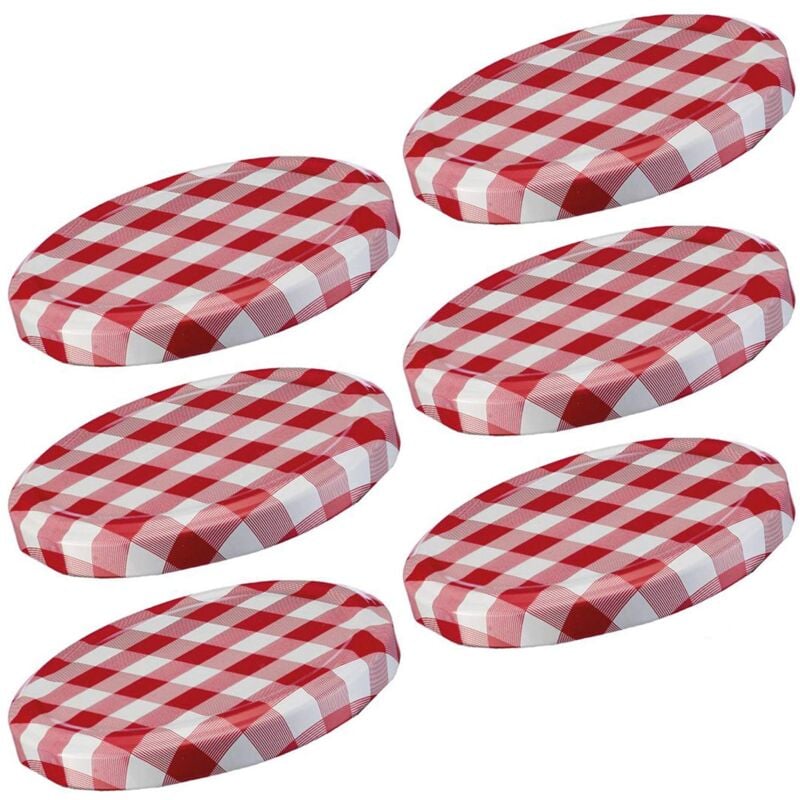 foto del prodotto westmark 6 tappi a vite per barattoli di vetro, rotondo, 63 mm, latta, rosso bianco, karriert, 40972270