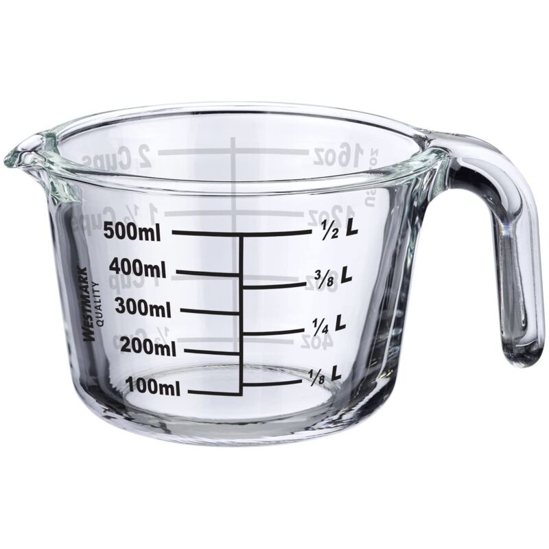 foto del prodotto westmark misuratore, capacit di riempimento 0,5 l, adatto per forno, microonde, congelatore, vetro borosilicato, trasparente nero 30622260