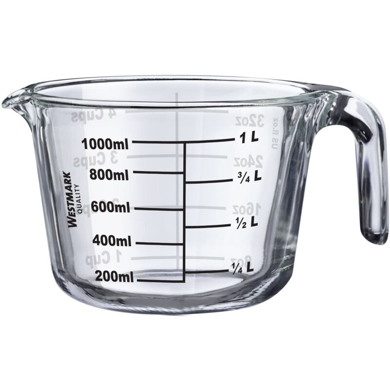 foto del prodotto westmark misuratore, capacit di riempimento 1 l, adatto al forno, microonde, congelatore, vetro borosilicato, trasparente nero 30632260