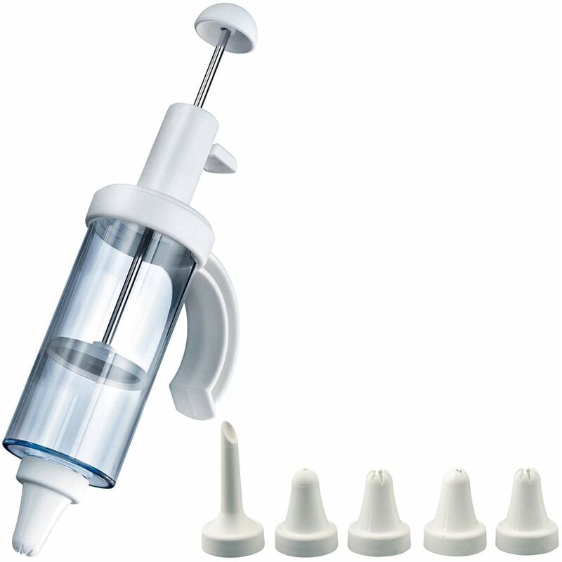 foto del prodotto westmark siringa per dolci e donut, con 5 beccucci, capacit 180 ml, plastica acciaio inox, 31162260, trasparente bianco