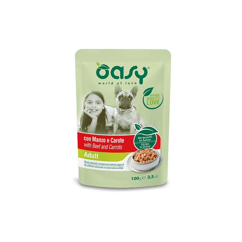 foto del prodotto wet dog straccetti adult manzo e carote 100gr oasy