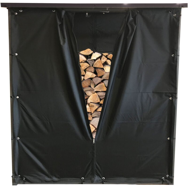 foto del prodotto wetterschutz set front und r ckwand f r kaminholzunterstand xxl 185x70x185cm pvc schwarz
