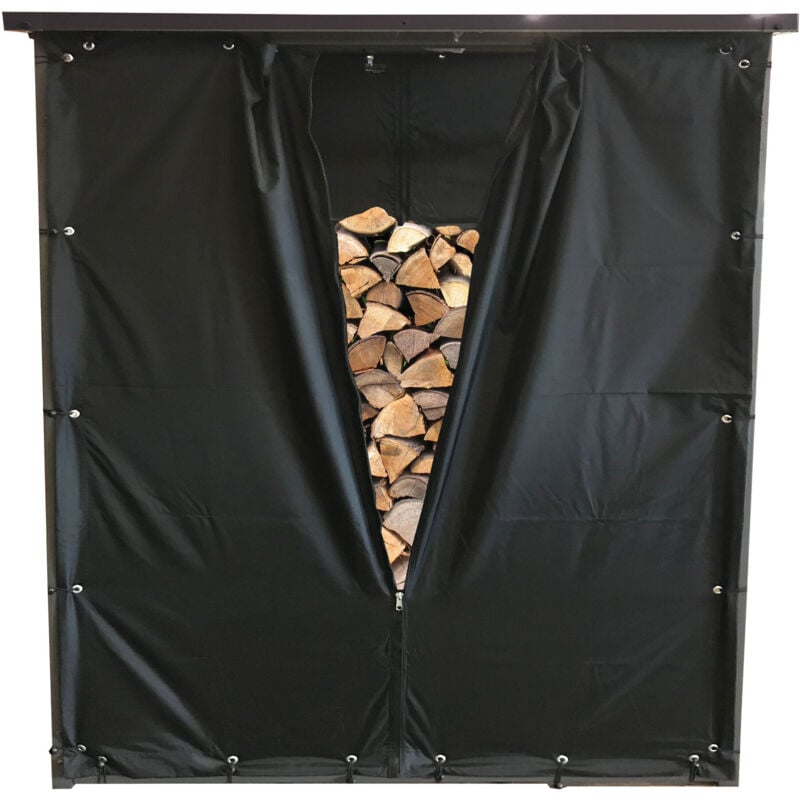 foto del prodotto wetterschutz vorhang set front und r ckwand zu 143x70x145cm kaminholzunterstand pvc schwarz