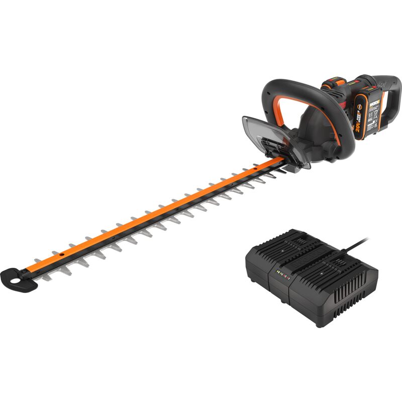 foto del prodotto wg286e tagliasiepi 2x20v 2ah lithio lama 58cm diametro taglio 25mm, batterie e caricatore doppio rapido inclusi worx