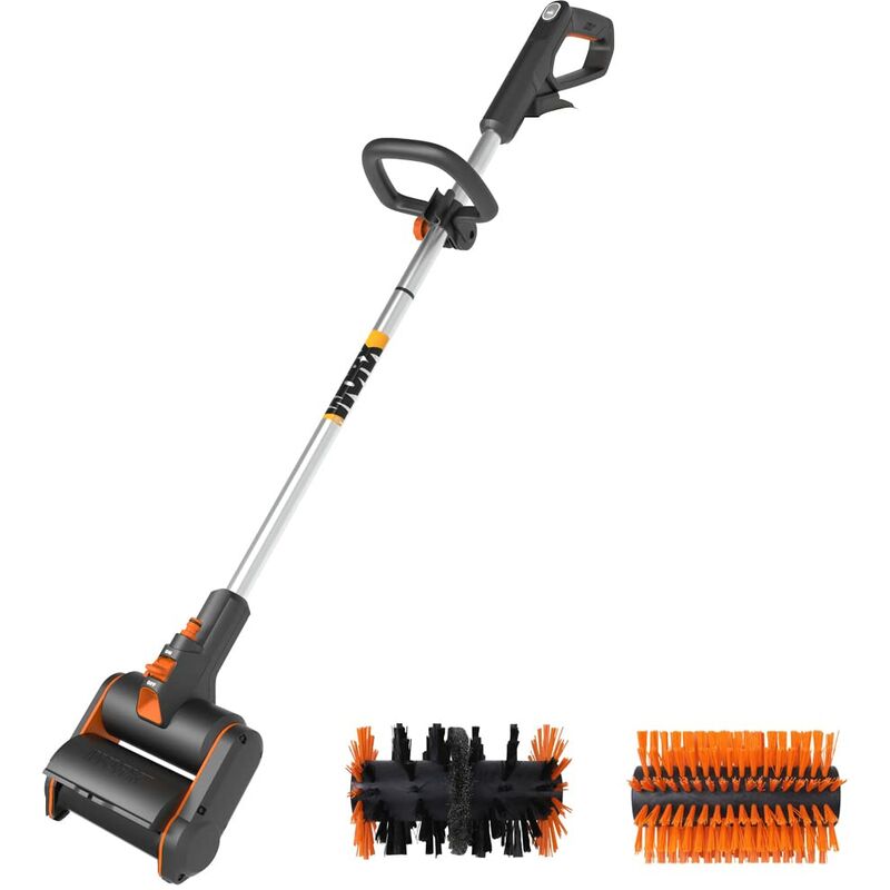 foto del prodotto wg441e.9 - spazzola a batteria, 20 v, con 2 spazzole senza batteria e caricabatterie, colore nero arancione - worx