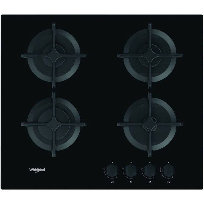 foto del prodotto whirlpool piano cottura a gas 60cm 4 fuochi nero gob616nb