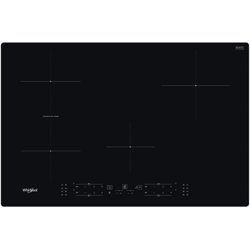 foto del prodotto whirlpool piano cottura a induzione wb b4877 ne. colore del prodotto nero, posizionamento dell apparecchio da incasso, dimensione della larghezza
