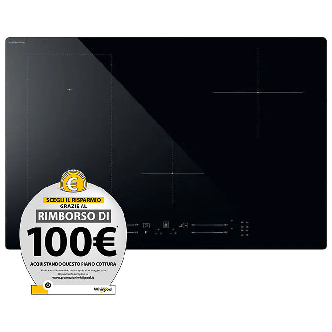 foto del prodotto whirlpool wl s2177 cpne piano cottura a induzione nero da incasso 77cm 4 zone