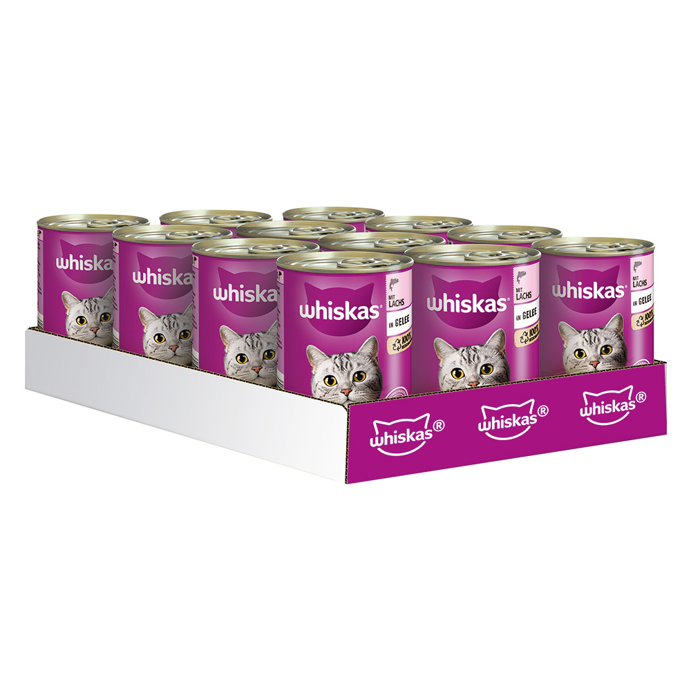 foto del prodotto whiskas 1 lattine 12 x 400 g umido per gatto salmone in gelatina