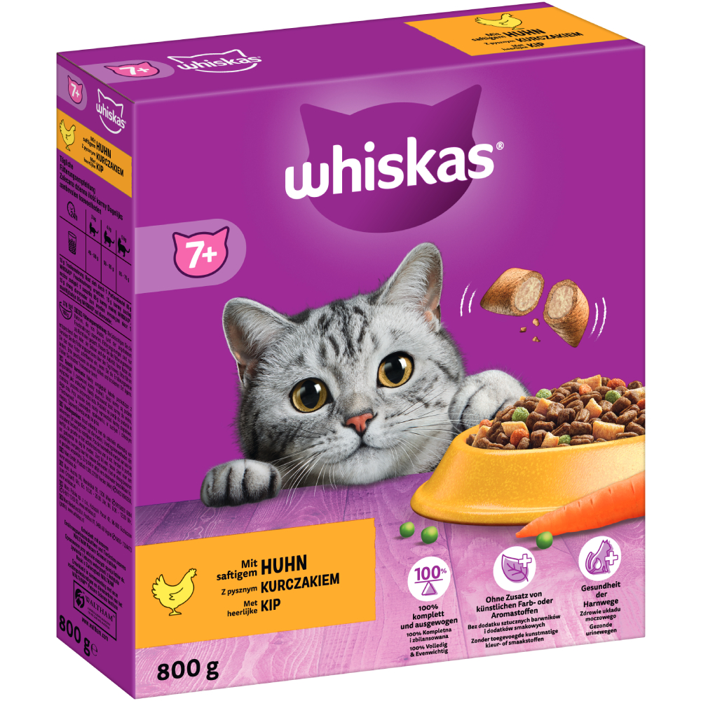 foto del prodotto whiskas 7 senior pollo crocchette per gatti 800 g