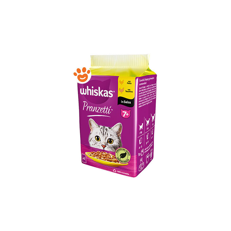foto del prodotto whiskas cat pranzetti in salsa pollo tacchino 7 cat pranzetti in salsa pollo tacchino 7 confezione da 6x50 gr