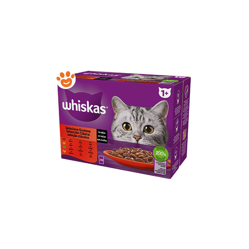 foto del prodotto whiskas cat selezione gustosa in salsa manzo, pollo , agnello e pollame 1 cat selezione gustosa in salsa manzo, pollo , agnello e pollame 1 