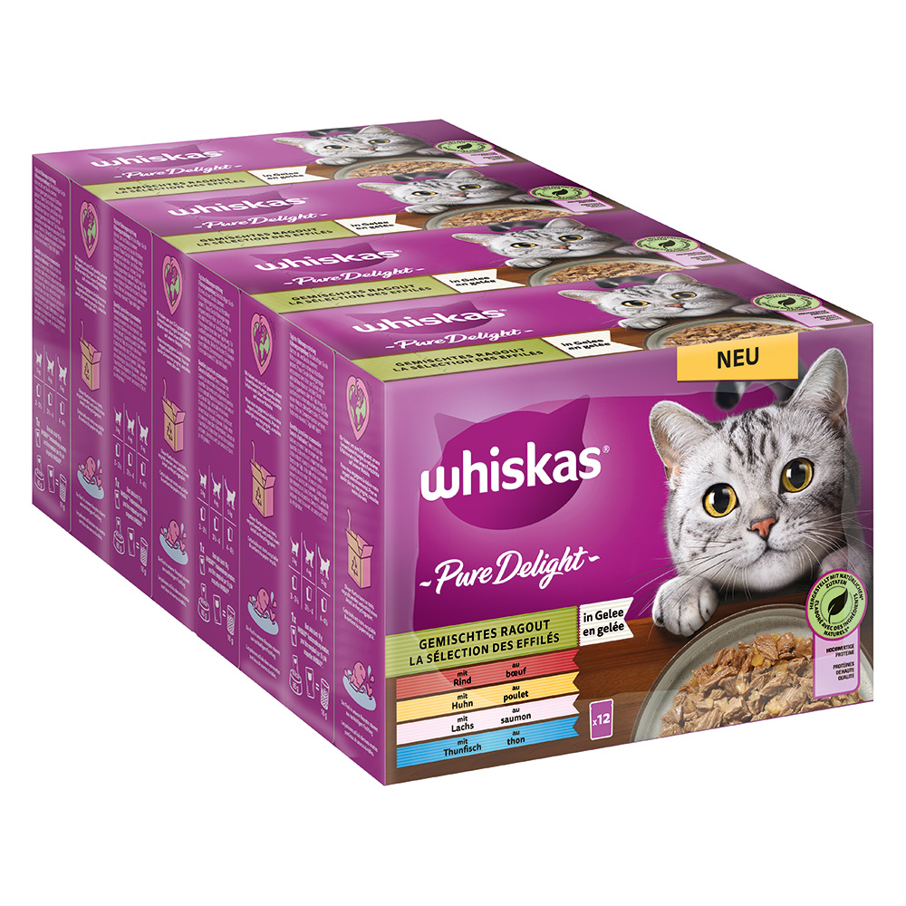 foto del prodotto whiskas pure delight in buste 48 x 85 g umido per gatto spezzatino misto in gelatina