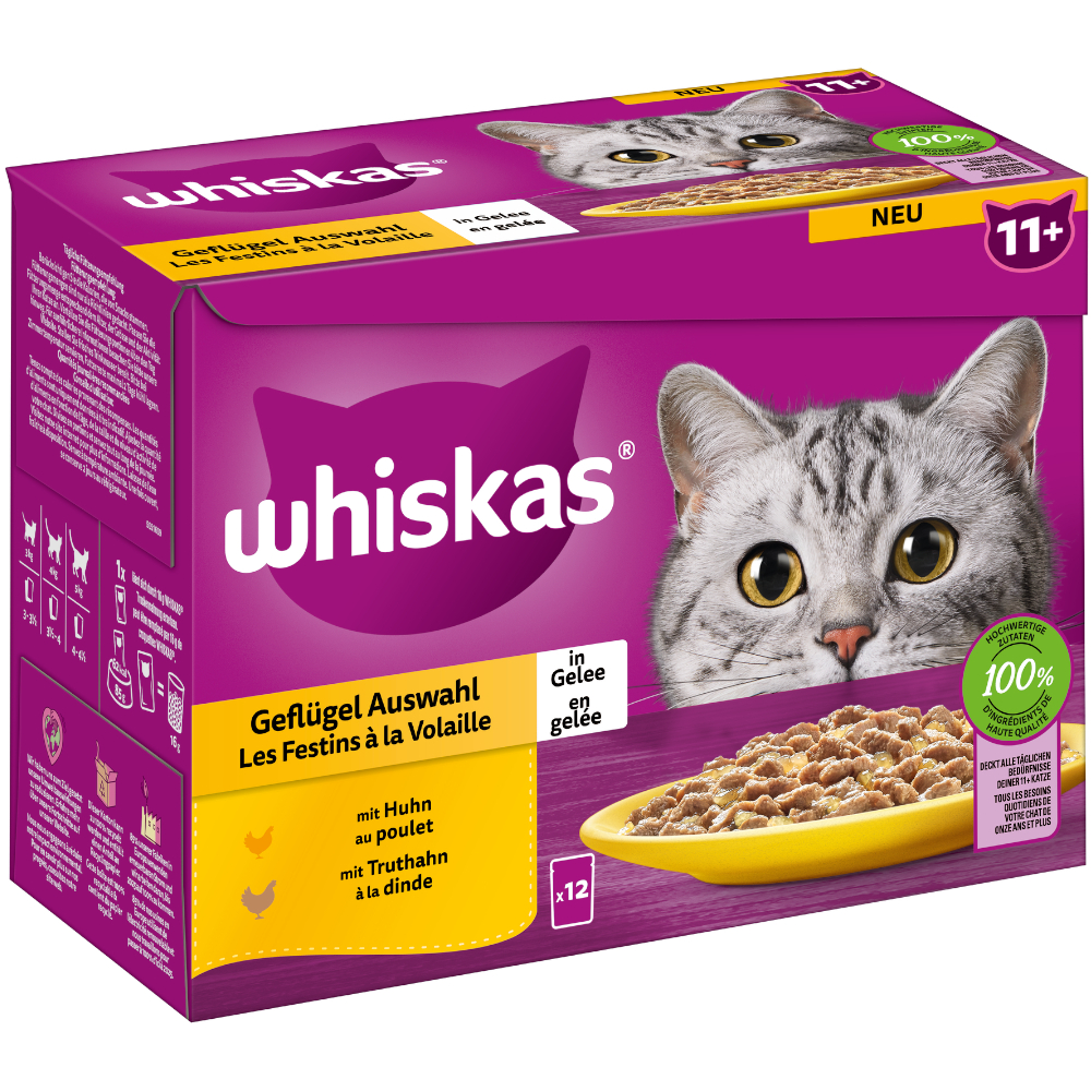 foto del prodotto whiskas senior buste 12 x 85 g alimento umido per gatto 11 selezione carni bianche in gelatina