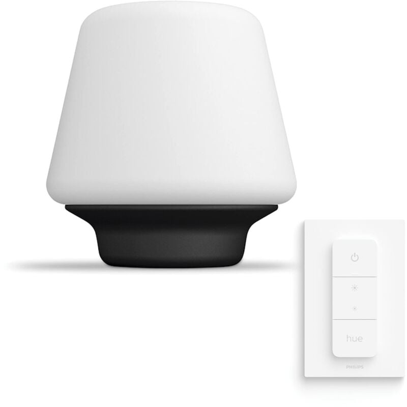 foto del prodotto white ambiance wellner, lampada da tavolo smart, con bluetooth, 9.5w, lampadina led e27 smart inclusa, dimmer switch incluso, nero philips hue