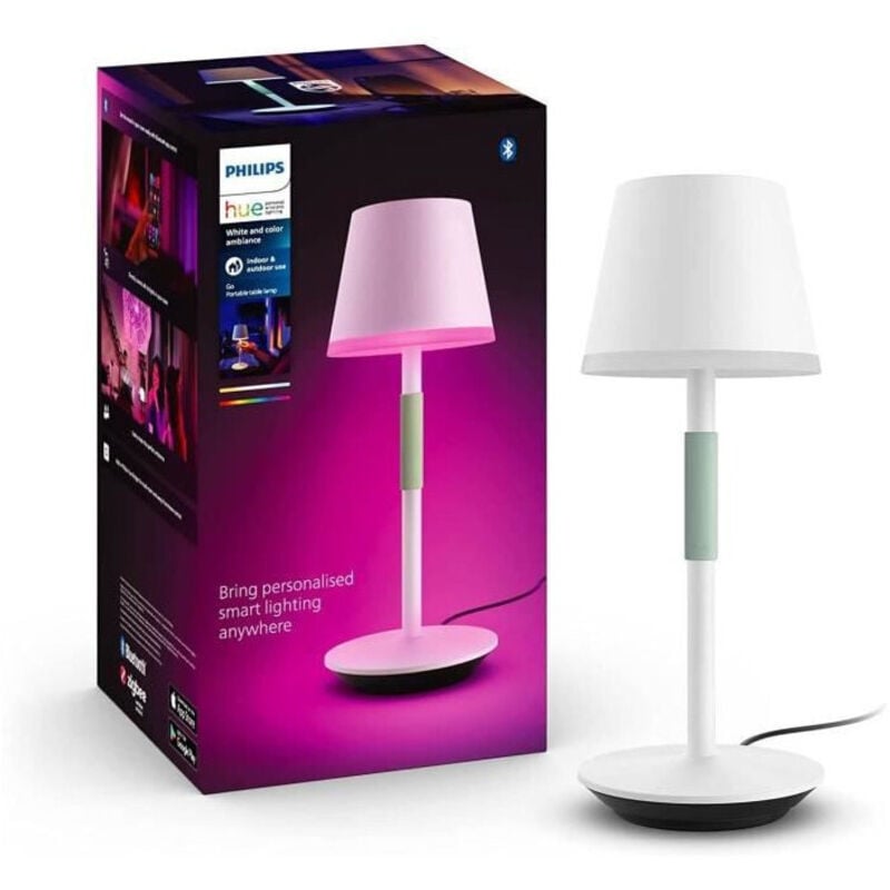 foto del prodotto white and color ambiance, lampada da tavolo portatile hue belle, compatibile bluetooth, bianca philips