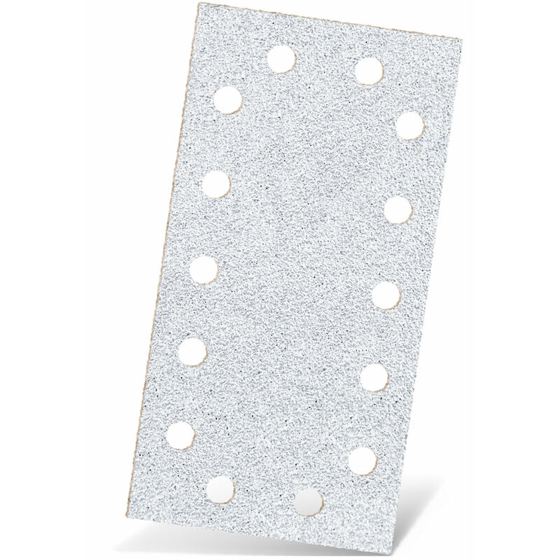 foto del prodotto white carte abrasive velcrate, 230 x 115 mm, 14 fori, p. levigatrici orbitali, corindone normale 50 pz. g40 menzer