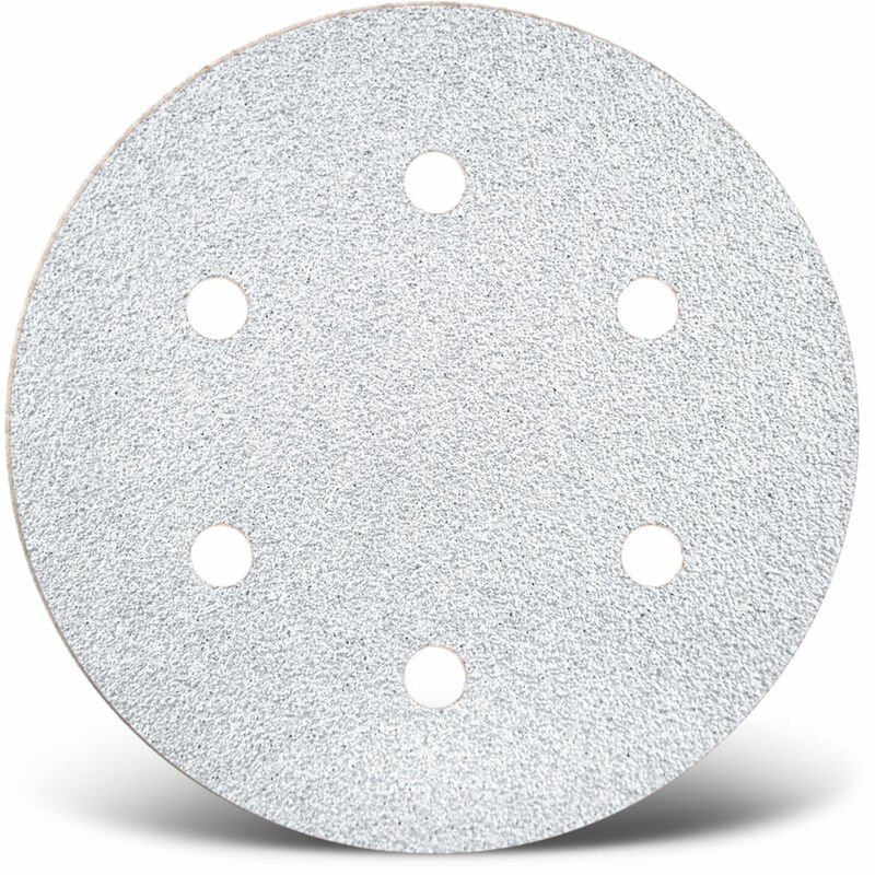 foto del prodotto white dischi abrasivi velcrati, 225 mm, 6 fori, p. levigatrici per muri, corindone normale 5 pz. g400 menzer
