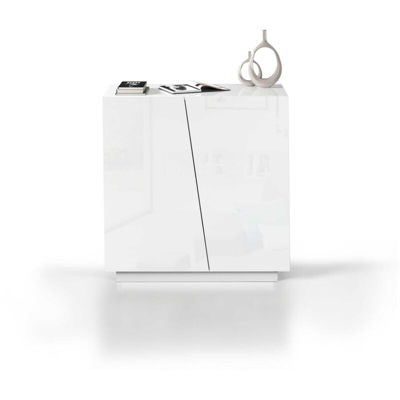 foto del prodotto whous armadio multiuso easy 2 ante e 2 vani 79,20x38x86 cm armadio camera da letto, studio e ufficio colore bianco lucido armadio salvaspazio