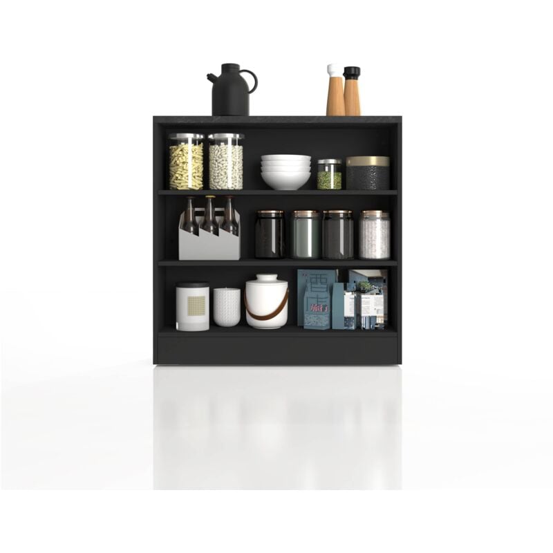 foto del prodotto whous mobile a giorno sole per cucina con 3 ripiani, scaffale multiuso per salotto, ingresso e sala da pranzo in legno, 90x90x25 cm, antracite opaco