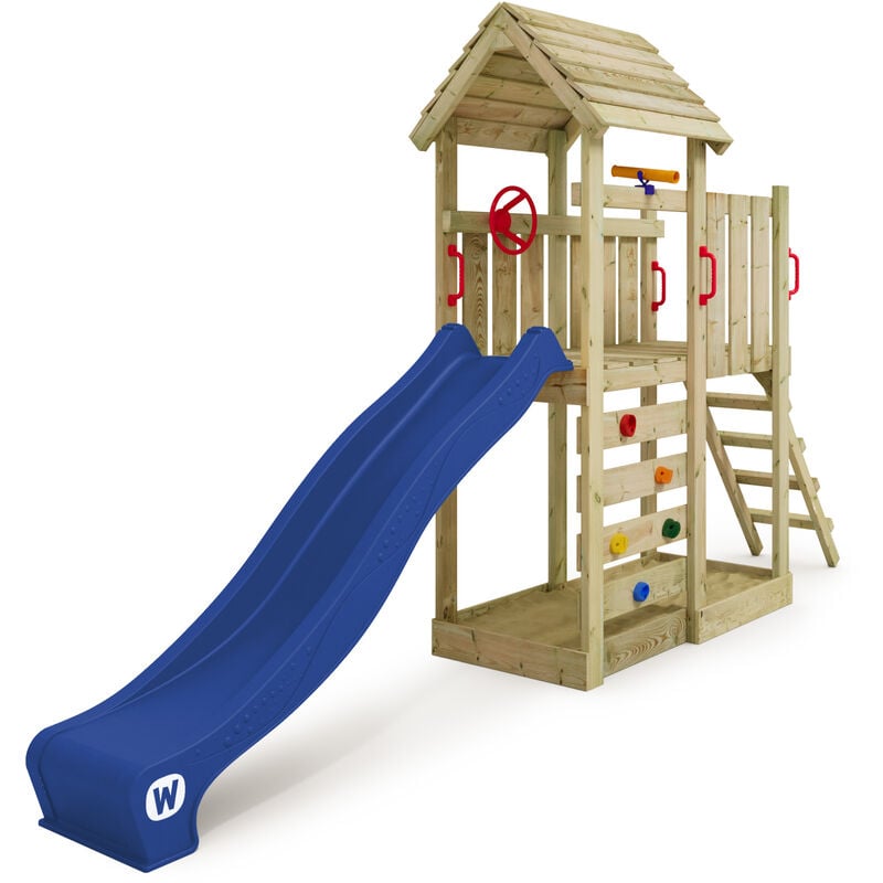 foto del prodotto wickey gioco da giardino joyflyer con tetto in legno blu