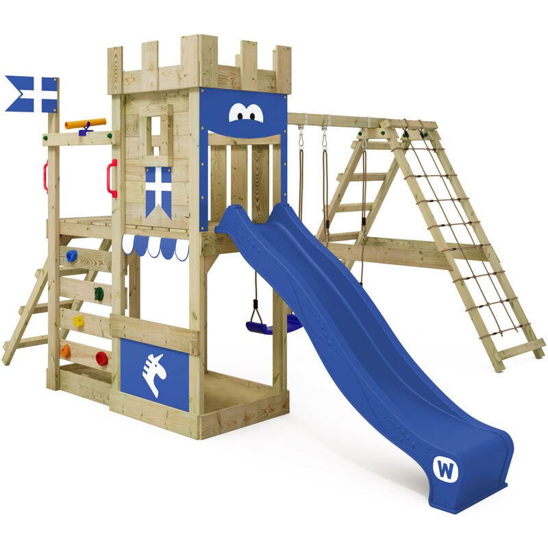 foto del prodotto wickey parco giochi in legno dragonflyer giochi da giardino con altalena e scivolo torre d arrampicata da esterno con sabbiera e scala di risalita