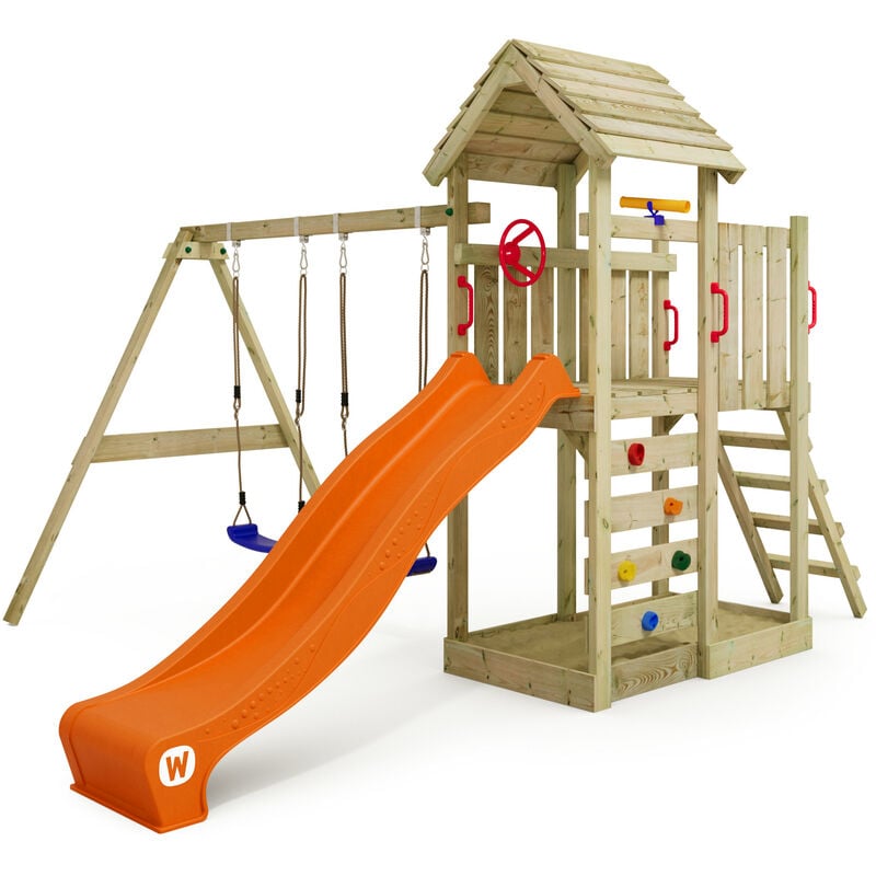 foto del prodotto wickey parco giochi in legno multiflyer tetto in legno giochi da giardino con altalena e scivolo casetta da gioco per l arrampicata con sabbiera e