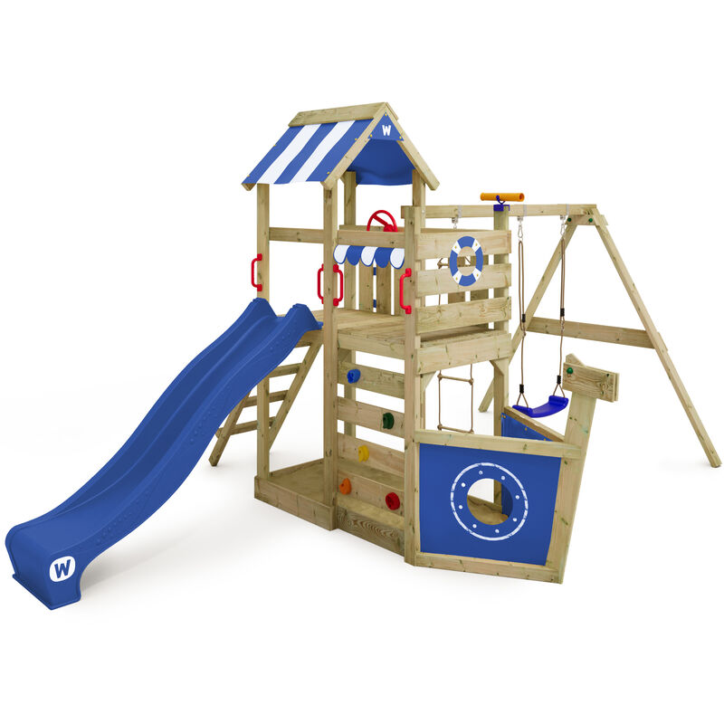 foto del prodotto wickey parco giochi in legno seaflyer giochi da giardino con altalena e scivolo casetta da gioco per l arrampicata con sabbiera e scala di risalita