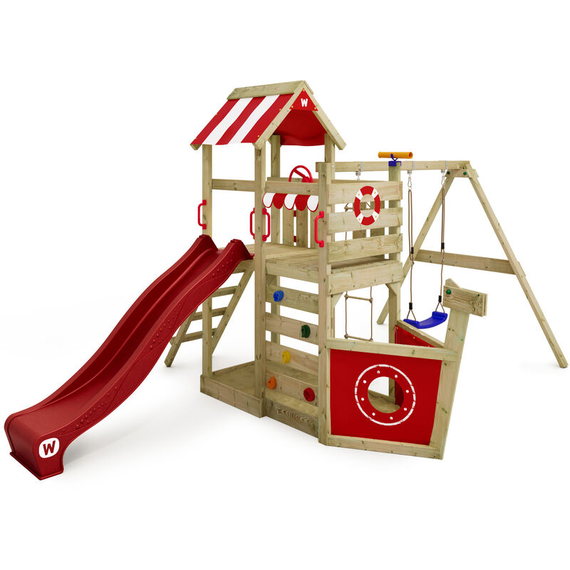 foto del prodotto wickey parco giochi in legno seaflyer giochi da giardino con altalena e scivolo casetta da gioco per l arrampicata con sabbiera e scala di risalita