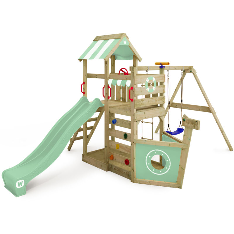 foto del prodotto wickey parco giochi in legno seaflyer giochi da giardino con altalena e scivolo casetta da gioco per l arrampicata con sabbiera e scala di risalita