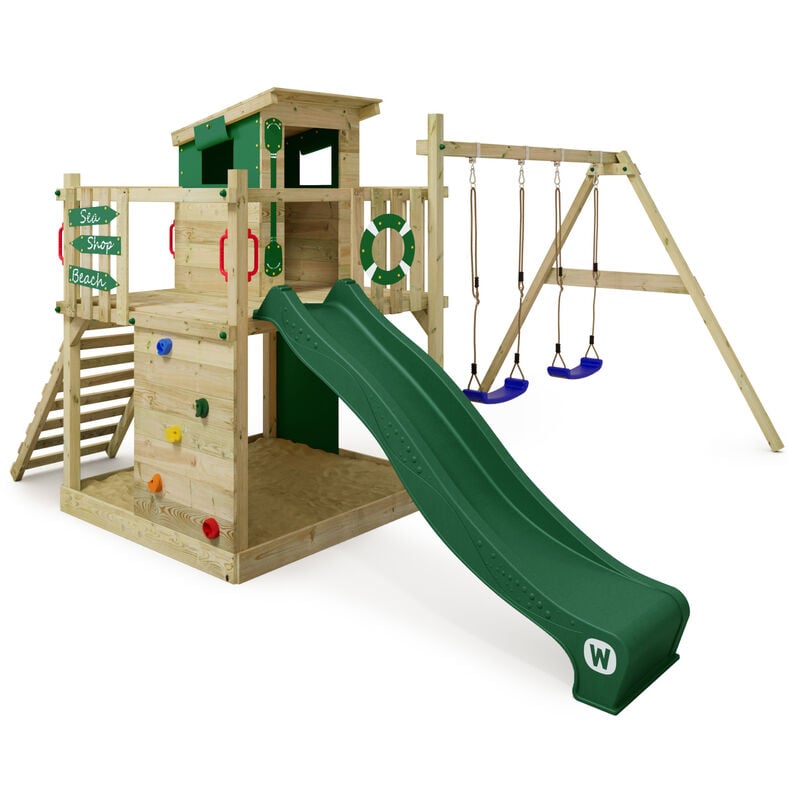 foto del prodotto wickey parco giochi in legno smart camp giochi da giardino con altalena e scivolo casetta da gioco per l arrampicata con sabbiera e scala di risalita