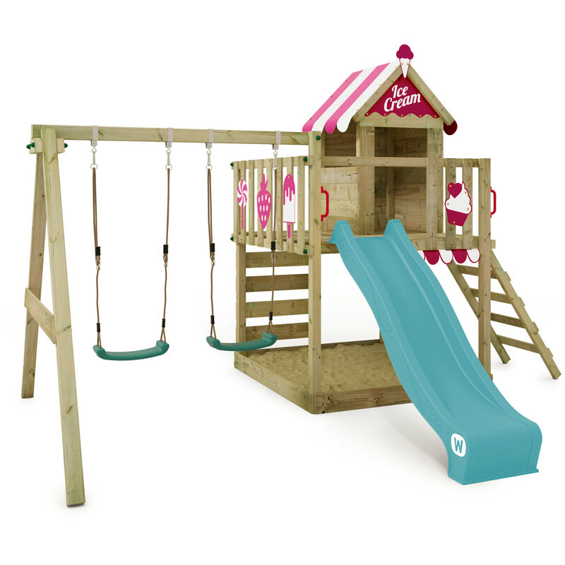 foto del prodotto wickey parco giochi in legno smart candy giochi da giardino con altalena e scivolo casetta da gioco per l arrampicata con sabbiera e scala di