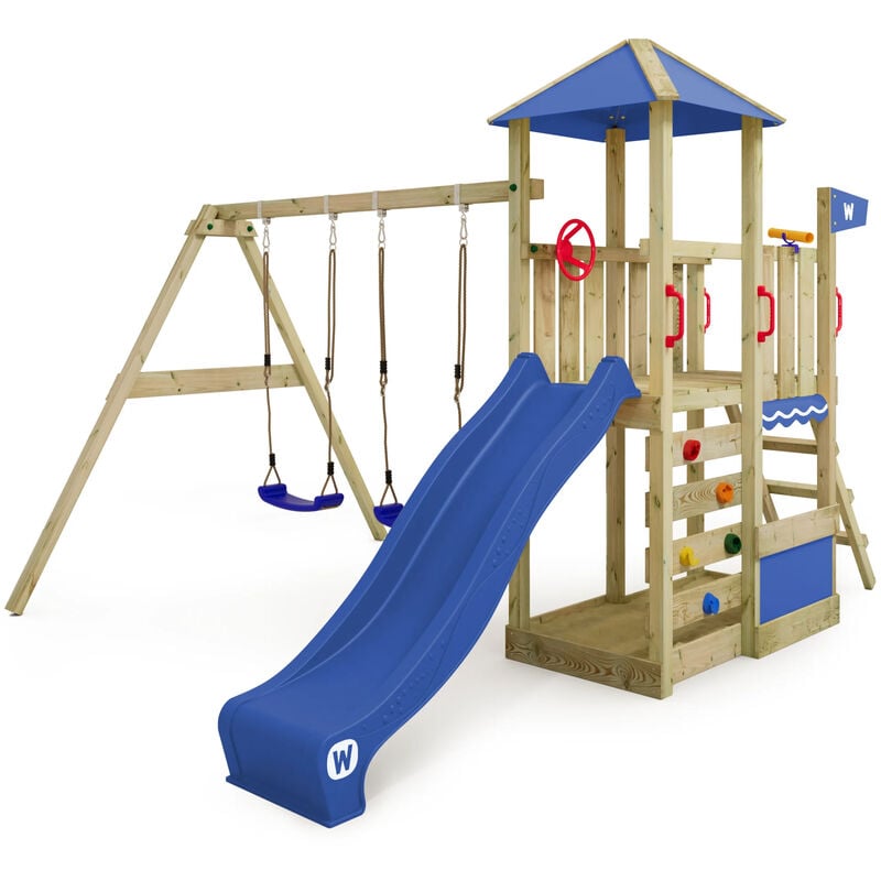 foto del prodotto wickey parco giochi in legno smart savana giochi da giardino con altalena e scivolo casetta da gioco per l arrampicata con sabbiera e scala di