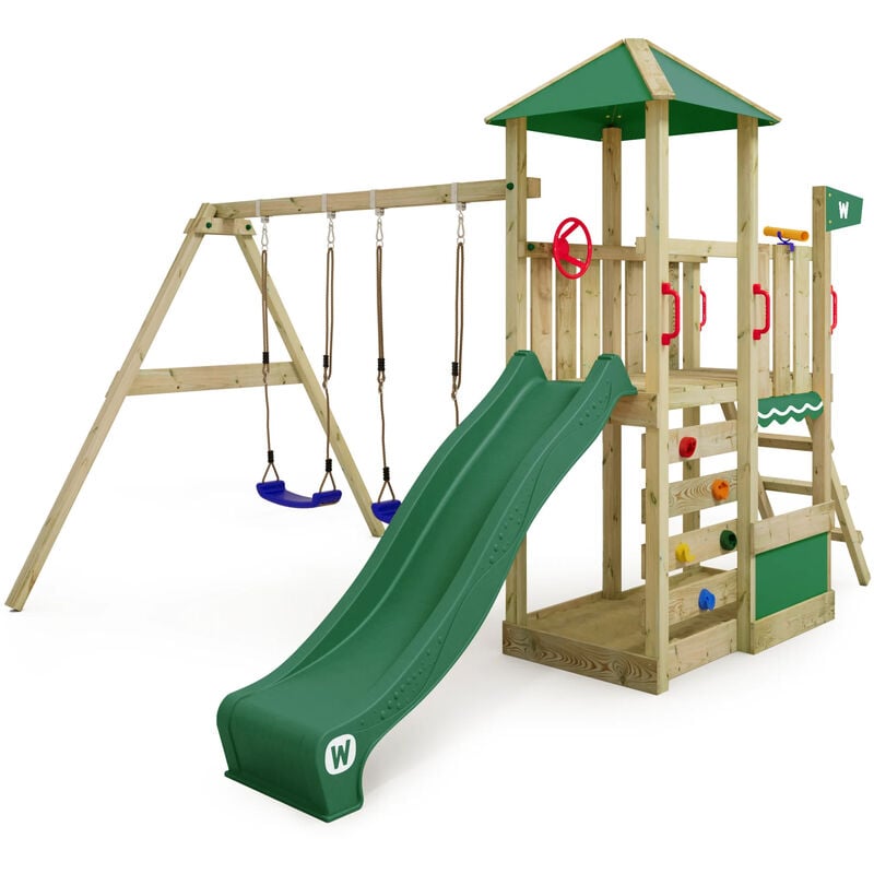 foto del prodotto wickey parco giochi in legno smart savana giochi da giardino con altalena e scivolo casetta da gioco per l arrampicata con sabbiera e scala di