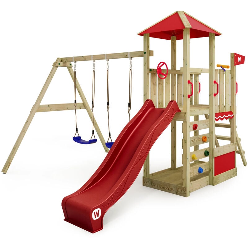 foto del prodotto wickey parco giochi in legno smart savana giochi da giardino con altalena e scivolo casetta da gioco per l arrampicata con sabbiera e scala di