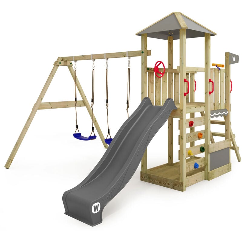 foto del prodotto wickey parco giochi in legno smart savana giochi da giardino con altalena e scivolo casetta da gioco per l arrampicata con sabbiera e scala di