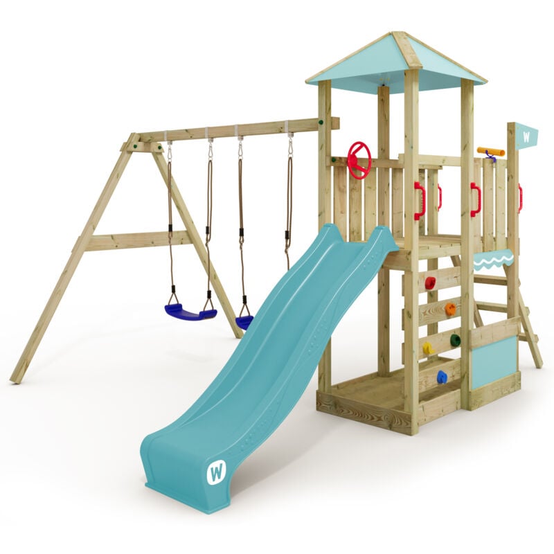 foto del prodotto wickey parco giochi in legno smart savana giochi da giardino con altalena e scivolo casetta da gioco per l arrampicata con sabbiera e scala di