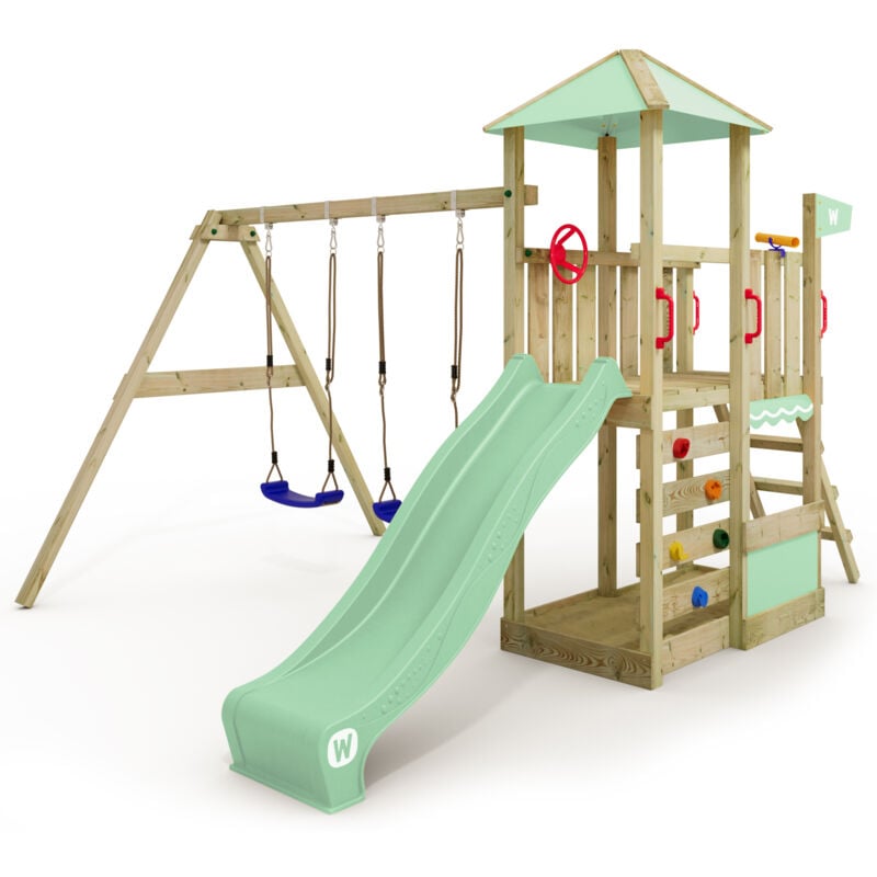 foto del prodotto wickey parco giochi in legno smart savana giochi da giardino con altalena e scivolo casetta da gioco per l arrampicata con sabbiera e scala di