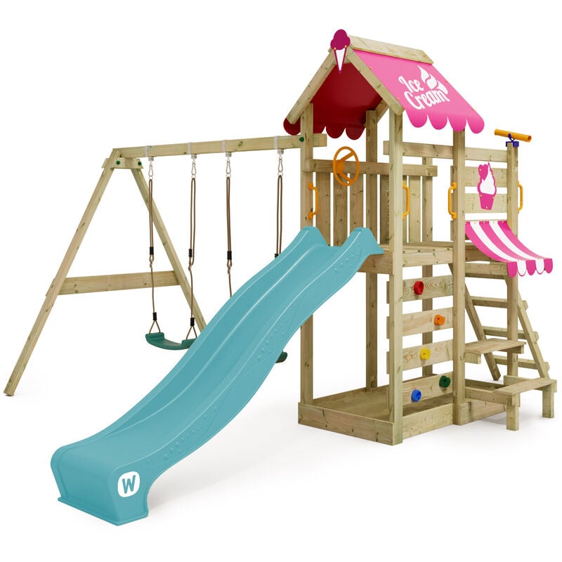foto del prodotto wickey parco giochi in legno vanillaflyer giochi da giardino con altalena e scivolo torre d arrampicata da esterno con sabbiera e scala di risalita