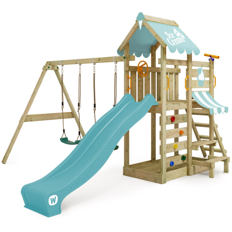 foto del prodotto wickey parco giochi in legno vanillaflyer giochi da giardino con altalena e scivolo torre d arrampicata da esterno con sabbiera e scala di risalita