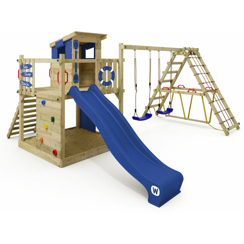 foto del prodotto wickey parco giochi smart surf con scivolo e struttura per arrampicata blu