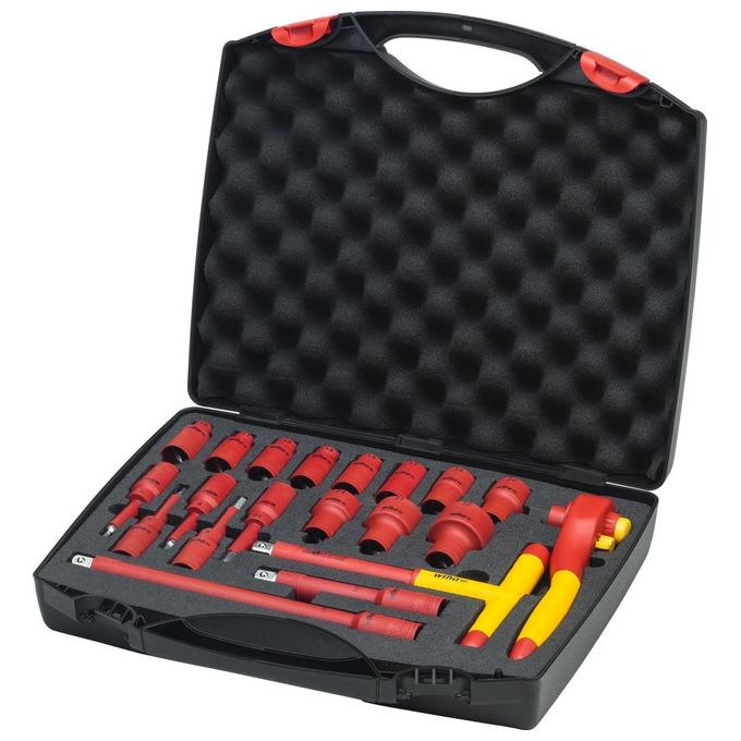 foto del prodotto wiha 43024 chiave a cricchetto 10,11,12,13,14,17,19,22,24,27,32 mm 16 pz rosso, giallo