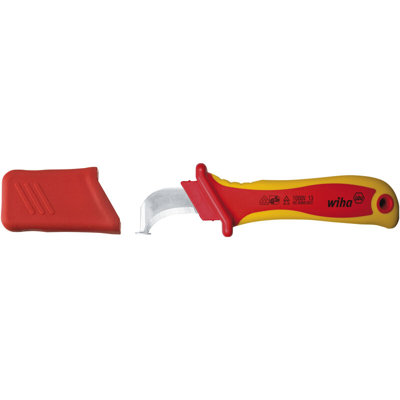 immagine 0 del prodotto wiha coltello spellacavi lama uncinata con pattino per cavi a sezione circolare, in blister 200 mm 36053 