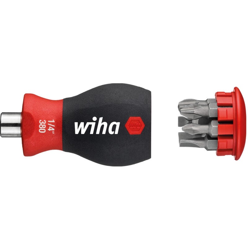 foto del prodotto wiha giravite con portainserti a magazzino, magnetico phillips, a taglio, con 6 inserti, stubby, 1 4 33738 