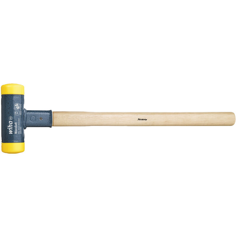 foto del prodotto wiha mazza antirimbalzo, semidura con manico di hickory, testa battente rotonda 100, 1000 mm 02091 